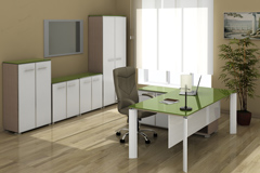 Стеклянный кабинет руководителя - мебель - столы, тумбы, шкафы