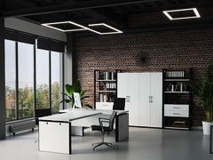 мебель для кабинета «Лофт» в белом ЛДСП с черным металлом