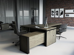  Мебель руководителя в ЛДСП серого цвета, стиль «Лофт, собственное производство