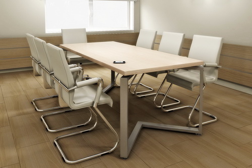 Стол переговоров лаконичного дизайна подойдет для небольшой переговорной комнаты