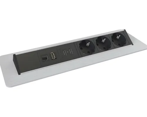 Kondator F300 алюминий - разъёмы Rozетки и USB-порты станции Kondator F300 алюминий: 3 Schuko и 2 USB Type-A.