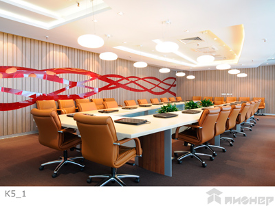 Шпонированный конференц стол для совещаний, шпон дуба, цвет белый.